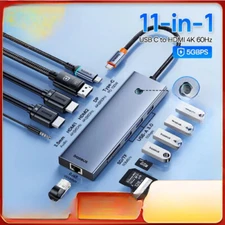 USB 3.0 Hub to HDMI DP 4K 60Hz 11-In-1 Type C Hub RJ45 USB-A PD 100W SD TF 