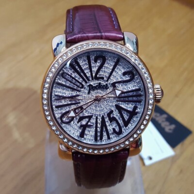 Damen Lila Leder Rosegold Swarovski Tasche Medio Pop-Art Uhr 2035 NEU