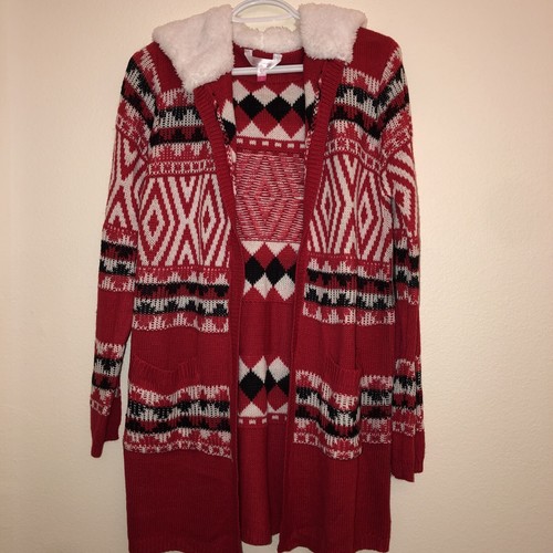 Sherpa Hoodie Cardigan Sweater Open 