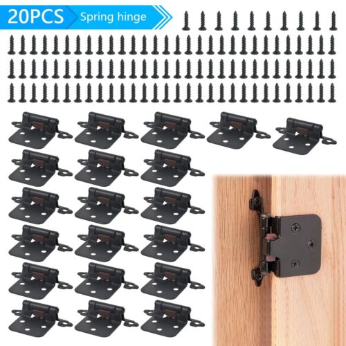 20PC Kitchen Cabinet Hinges Overlay Self Closing Face Mount Cupboard Door Hinges