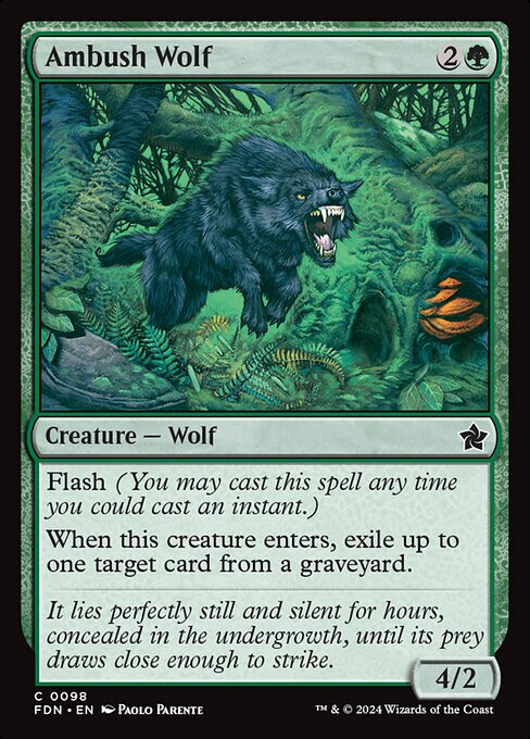 NM Ambush Wolf, MTG, Foundations, Magic the Gathering, 98
