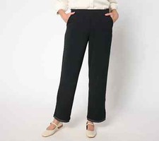 Isaac Mizrahi Live Scuba Crepe Straight Leg Ankle Pants-Black-Medium-NEW-A652911