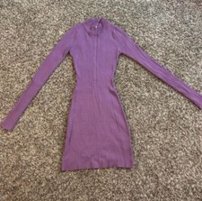 Fashion Nova purple zip up bodycon mini sweater dress size small