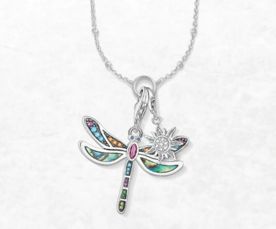 Dragonfly SunFlower Pendant Necklace 925 Sterling Silver Oval Ruby Albone Gem