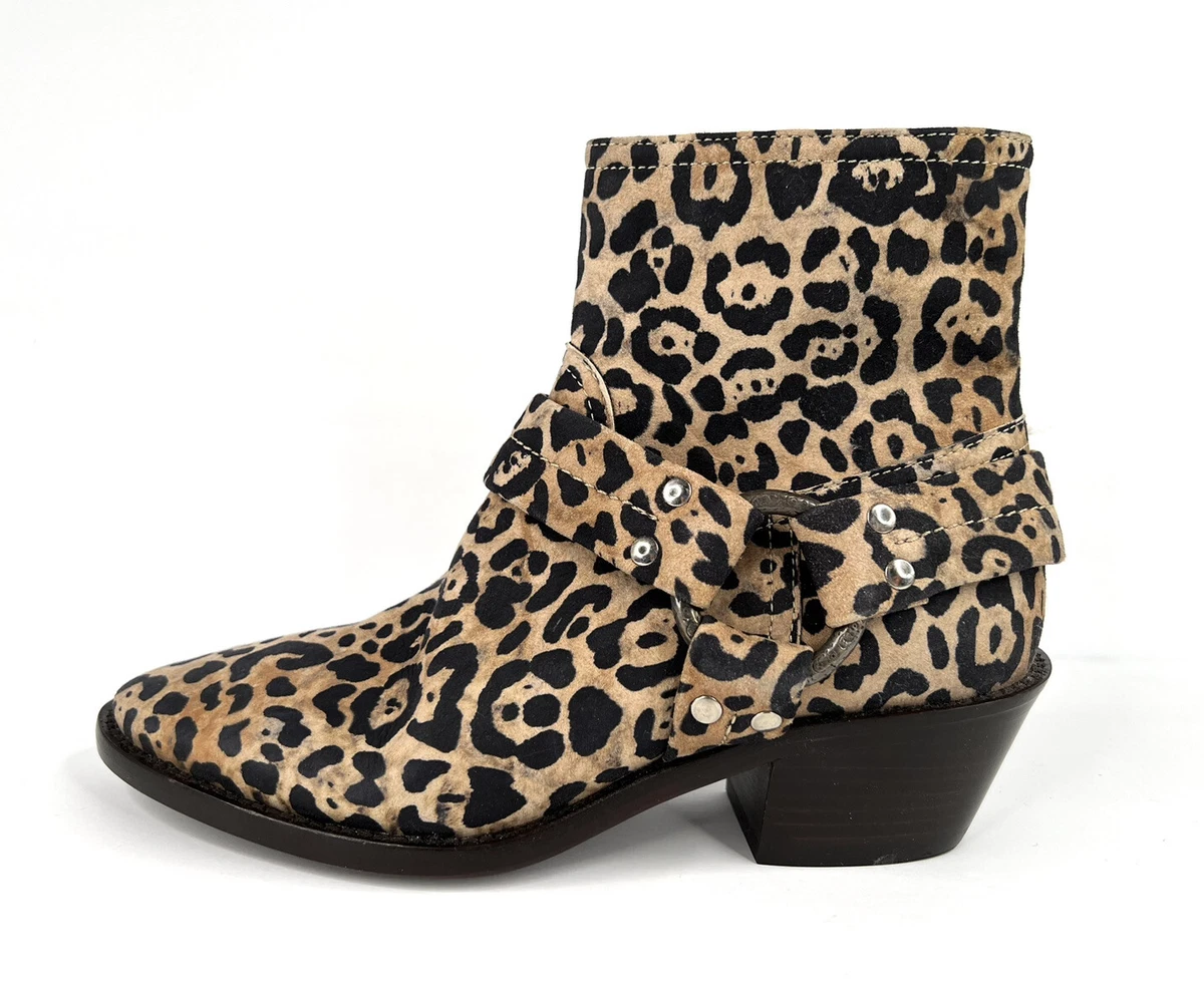 Golden Goose Bretagne Leopard Print Harness Moto Ankle Booties