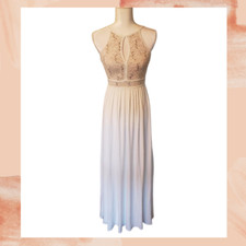 Morgan & Co. Full Length White Lace Embellished Formal Prom Dress Size 1-2