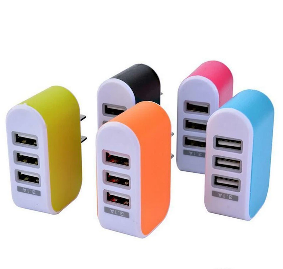5V-3A WALL 3 USB PORT A/C LED CHARGER UNIVERSAL power FOR iphone 4S 5 6 7 8 X se - Image 3 of 4