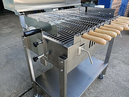 NEW STAINLESS STEEL CYPRUS BBQ SOUVLA SPIT ROTISSERIE With HOOD - Picture 4 of 8
