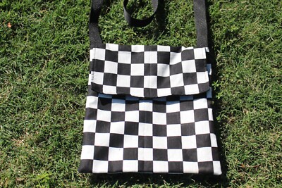 SHOULDER BAG HANDMADE CHECKER BOARD BLACK & OFFWHITE