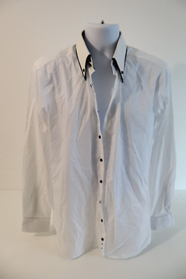 OLYMP Level 5 Formal Shirt 17'' White Black Trim Body Fit