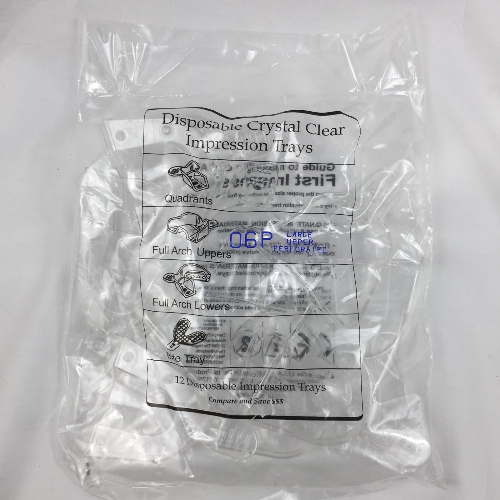 06P9 Large Upper Crystal Clear Thermoplastic Disposable Dental