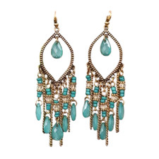 Bohemia Style Colorful Long Beaded Tassel Waterdrop Dangle Earrings - New