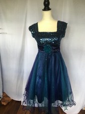 Royal Blue Prom Dress: Above Knee: Glitter Top SkirtAccent;SequenceTopAccent