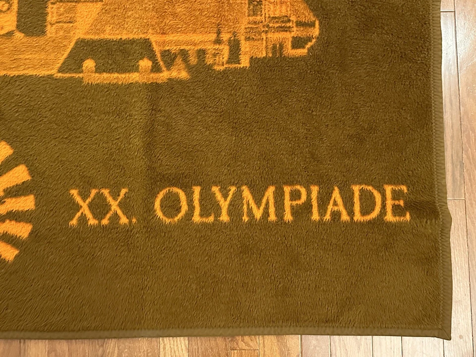 XX Olimpiadas 1972 Munich Juegos Olímpicos Manta Vintage Marrón Naranja Vellón Foto 2 de 4