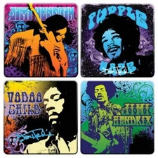 NEW! Jimi Hendrix Collectible 2011 Vandor Iconic Figure Wood Coaster Set SEALED