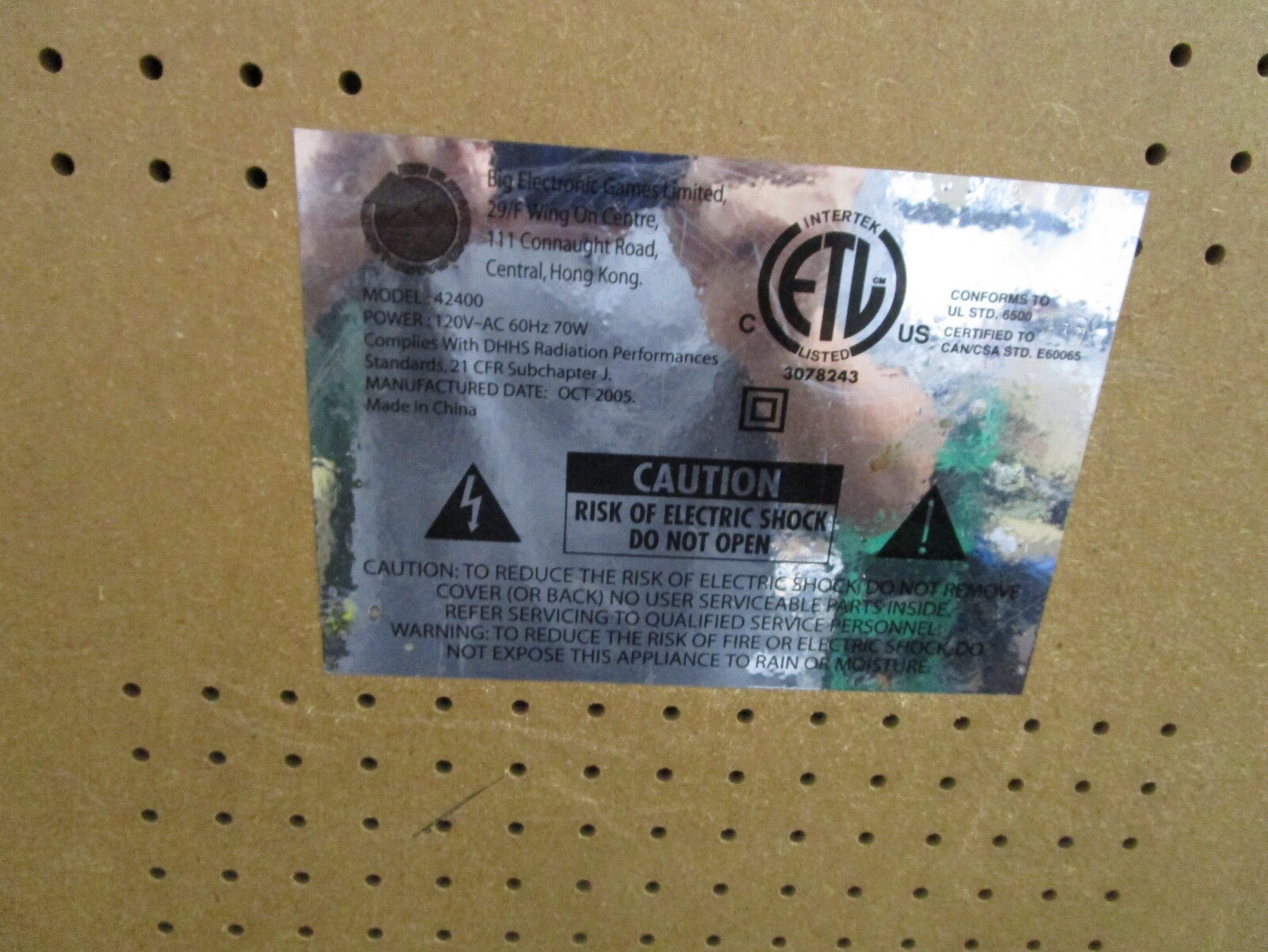 2005 Midway arcade game BIG ELECTRONIC GAMES LIMITED EDITION MODEL