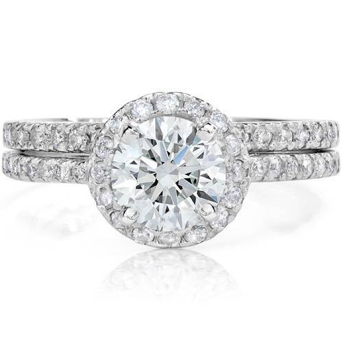 Zertifiziert 2 1/2 ct Halo Lab gewachsen Diamant Verlobungsring passend Hochzeitsset - Bild 2 von 6