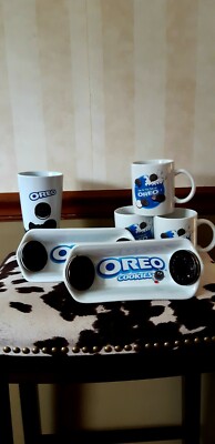Kraft Oreo Cookies 6 Piece Set-2 Banana Split Dishes 1 Milkshake Tumbler 3 mugs
