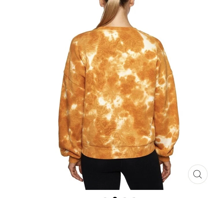 58 Betsey Johnson Performance Womens Orange Tie Dye Sweatshirt XS L1o