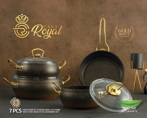 Ensemble de produits de cuisine. Revêtement en granit bio Elite. Non-adhésif. Couleur noire.
