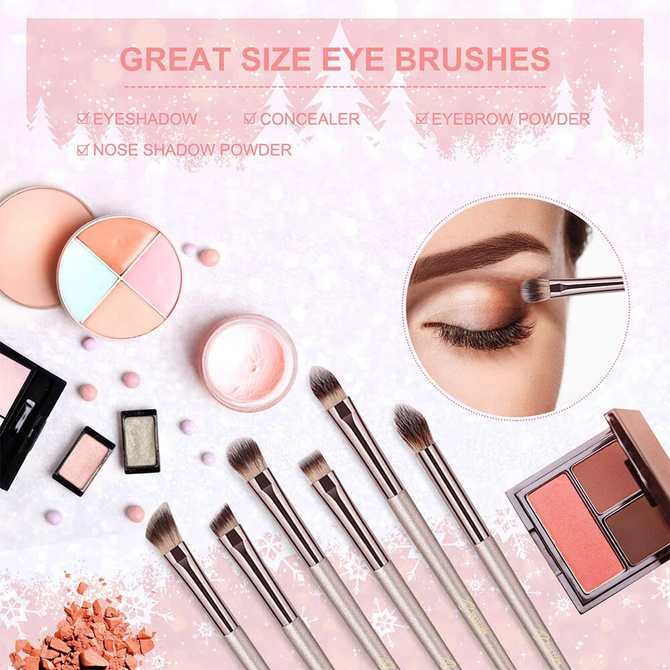 14 brochas de maquillaje bestope mango cónico con estuche bolsa oro champin Foto 4 de 4