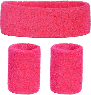 Retro Neon 80s 90s Sweatbands Set - Headband & Wristbands for Sport & Carnival