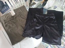 2 Pairs Fashion Nova Pants, Black Satin & Faux Green Suede Small