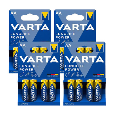 16 Varta Longlife Power AA LR6 Alkaline Batteries MN1500 1.5V Stilo 4BL New
