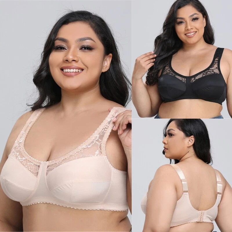 Women Big Size Full Coverage Bra Transparent Lace Wide Strap Sleep