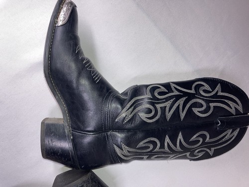 Vintage Texas Brand Cowboy Boots Silver Tip Black Leather Women’s 5-1/2 M - Picture 7 of 21