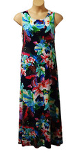 Attitudes Womens Maxi Dress size XL Sleeveless Large Flower Floral Multi on Navy