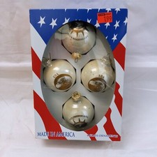 Vintage Rauch Let Freedom Ring Christmas Glass Ornaments Made In USA