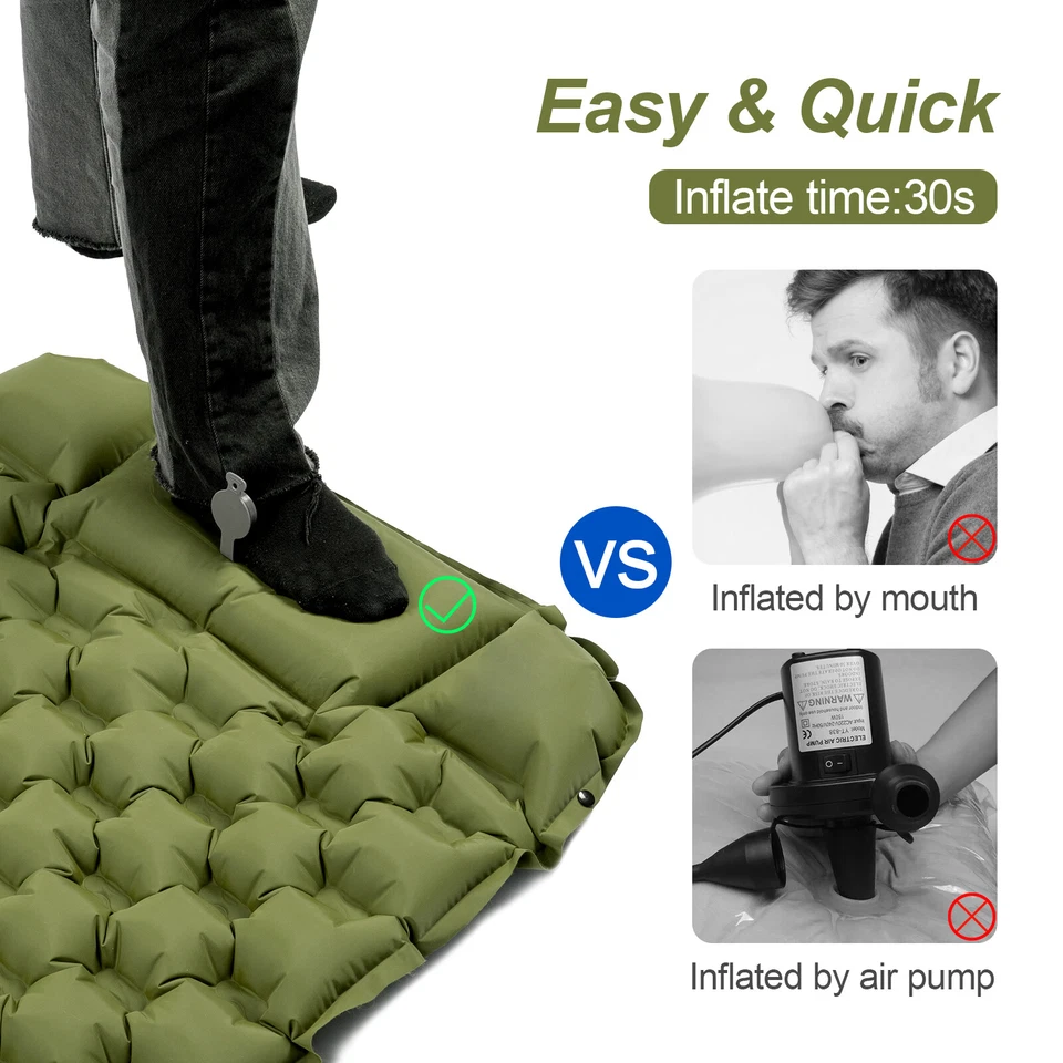 Night Cat Single Inflating Pad Sleeping Mattress Air Bed Camping Mat Pillow - Image 4 of 4