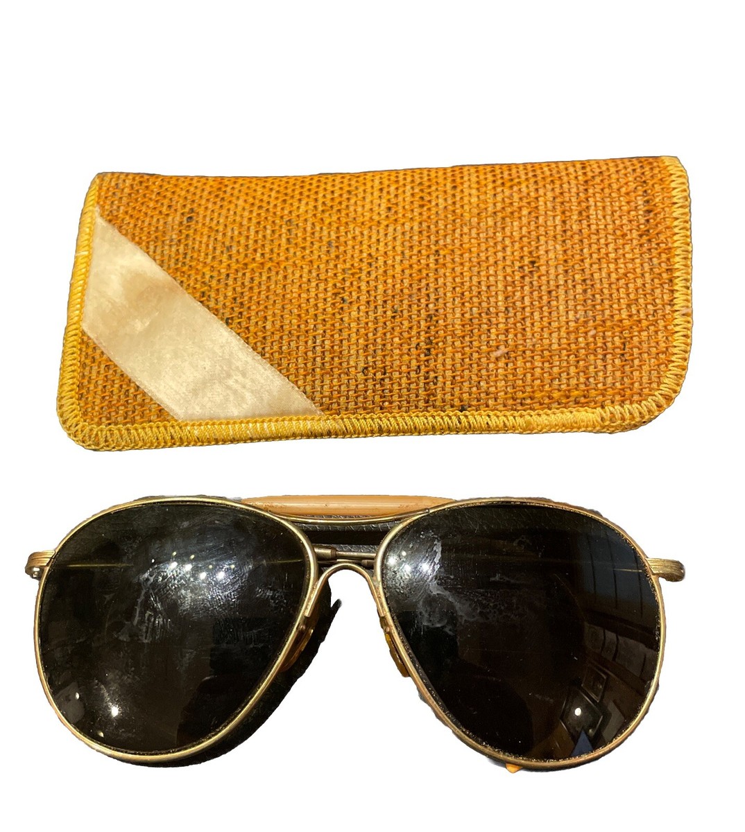 希少 American Optical サングラス　ゴールド　ヴィンテージ American Optical G 1-2 Aviator WWII Era Sunglasses With Case Nice
