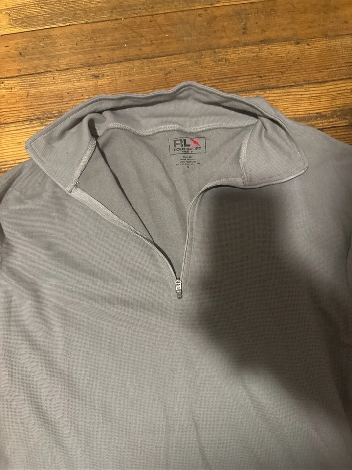 RLX Polo Sport 男式长袖 1/4 拉链拉链衬衫灰色红色黑色小号 — 第 3/4 张图片