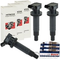 3X Astemo Hitachi ZÜNdspule + Bosch ZÜNdkerzen FüR Citroen C1 Peugeot 107 1.0