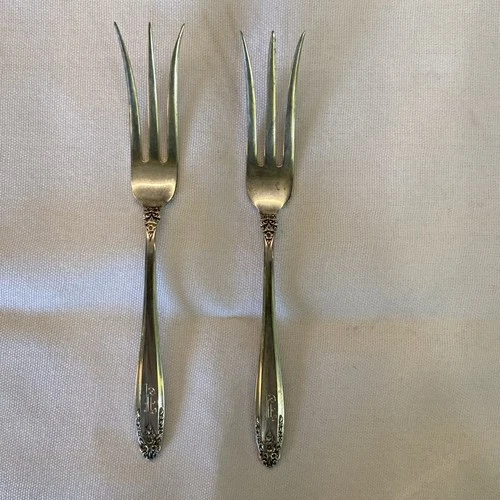 Sterling Silver -2 Prelude International  Seafood/Pickle Fork Inscribed “F”