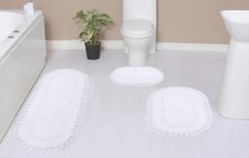 Hampton Crochet Reversible Bathmat 100 Cotton Bathroom Rugs Set, Washable Ru...