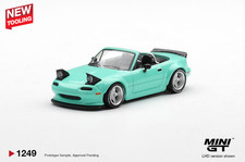Mini GT #1249 Mazda MX-5 (NA) Pandem Mint Green RHD Diecast Model