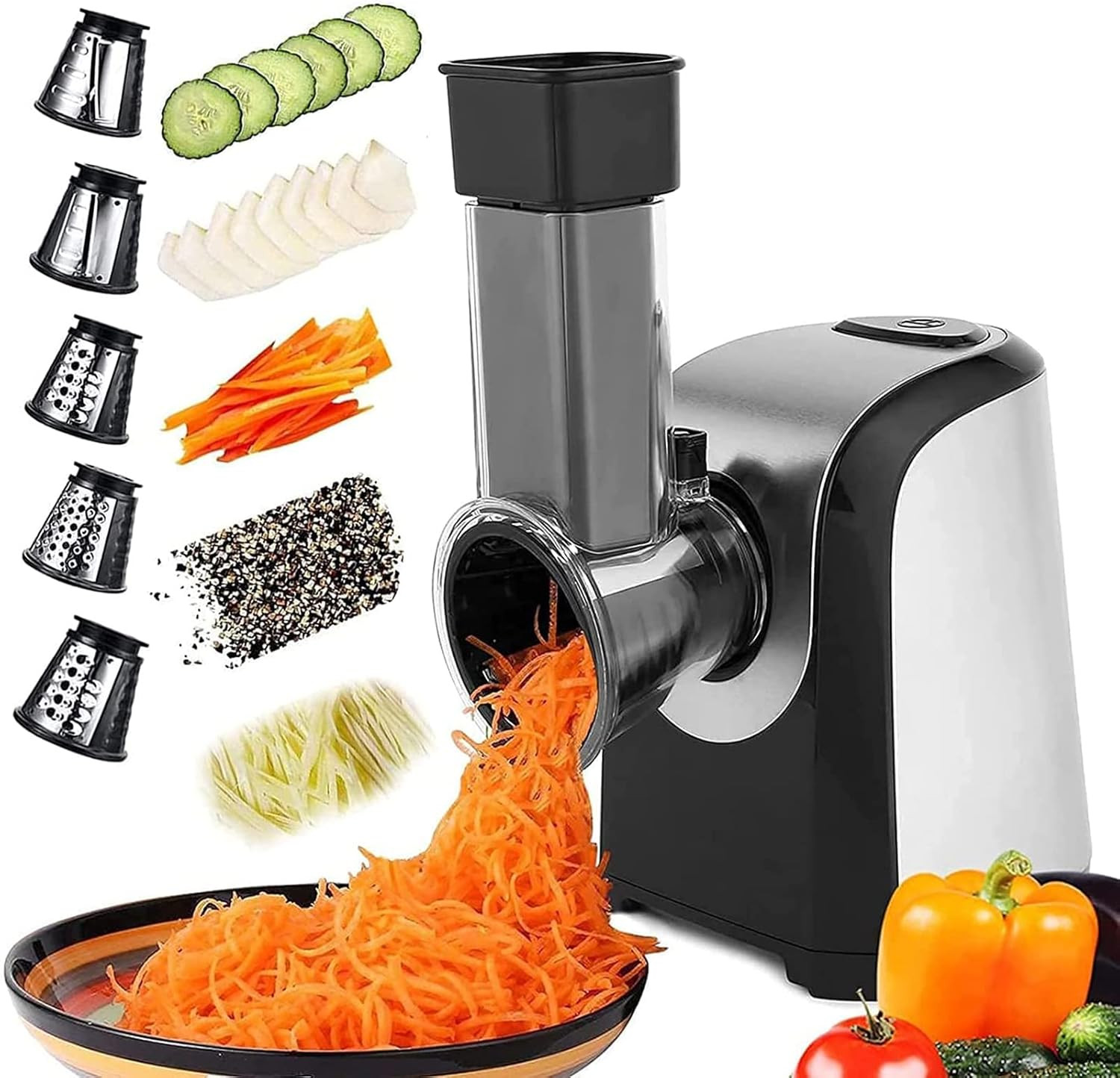 Offerta Affettaverdure Elettrico 150W - Grattugia 5 in 1 Professionale