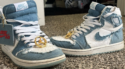 Nike Air Jordan 1 High Top Denim Blue/White Sneaker US 7 DM0967-104