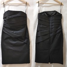 Phoebe Couture Strapless Little Black Dress Short Asymmetrical Origami Pleat 10