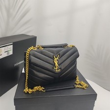 SAINT LAURENT YSL CASSANDRE MATEELASSE Leather black label Logo Bag-Small Size