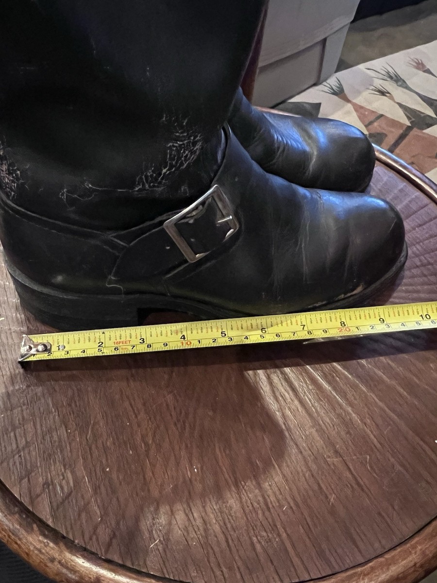 Vintage Leather motorcycle Engineer Boots Black Leather No. Steel