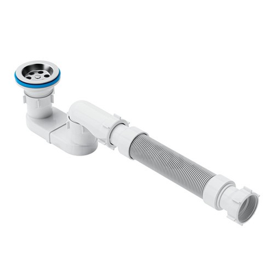 #ad 1 1 2 Inch Low Profile Bathtub Drain with Flexible Flat P Trap for Freestanding $30.38