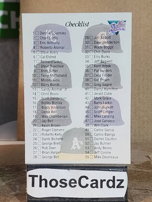 1993 Leaf Studio Baseball Checklist 1-110 Unmarked #120