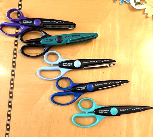 FISKARS Lot 5 Paper Edgers Scissors Clouds Colonial Victorian Nostalgia Seagull