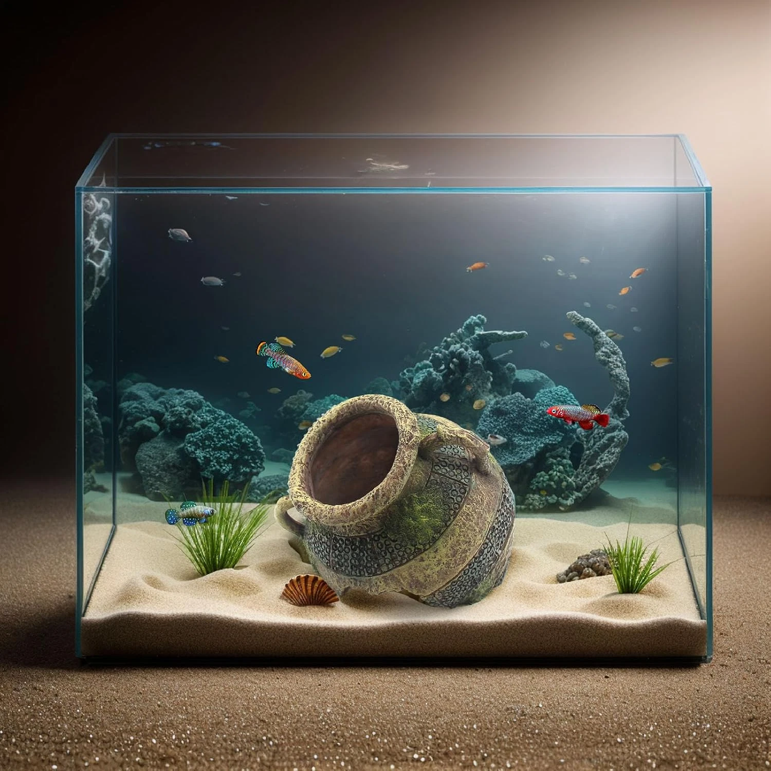 Aquarium Decor Ruins Leaning Vase Hideaway Cave Betta Fish Tank Accessories
Opens in a new window or