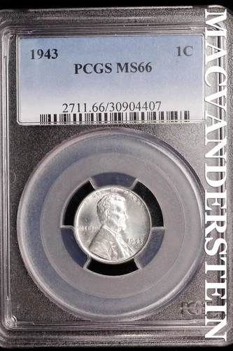 1943 Lincoln Wheat Cent-PCGS MS 66 Choice Gem BU No Reserve #SLK984