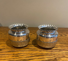 ANTIQUE 19TH C SILVER PLATE ATKIN BROS SCOTTISH THISTLE FORM PAIR OFSTOUT VASES
